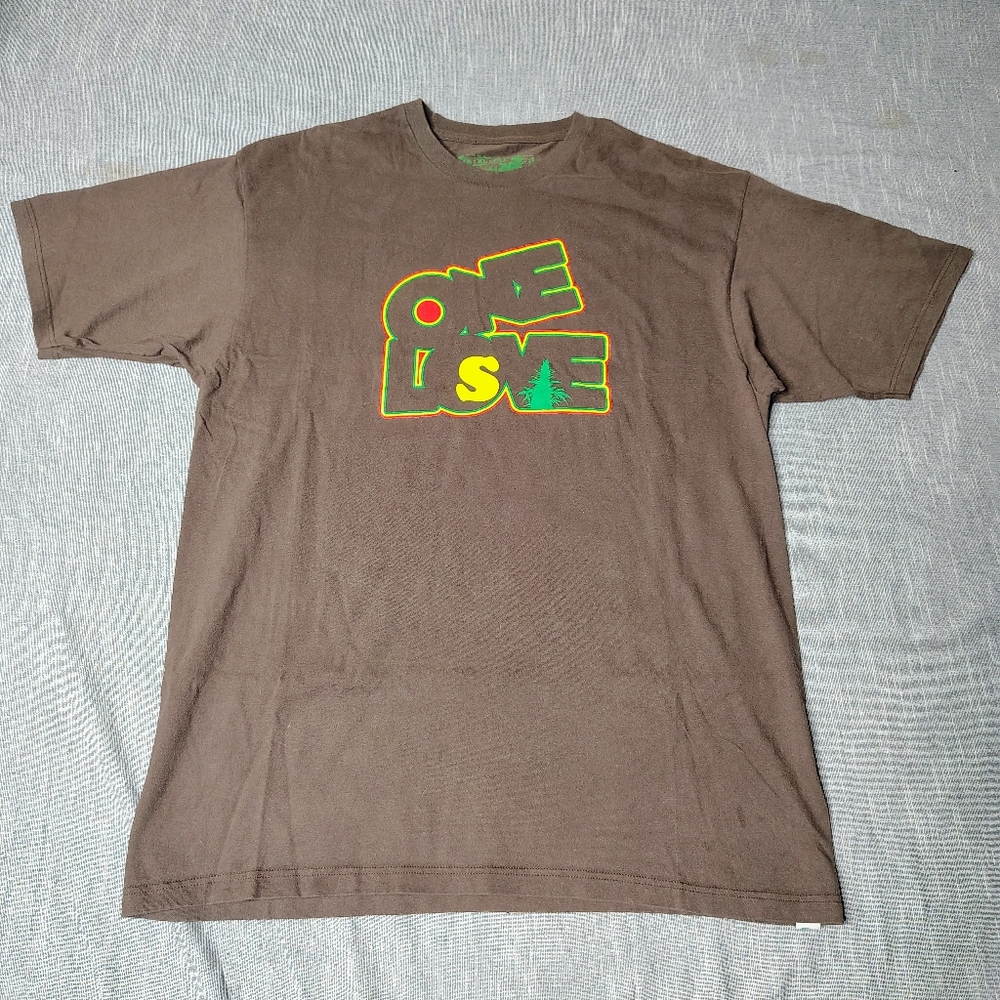 Seedless One Love T-Shirt Size XL Brown Think Green Rasta Crewneck Cotton